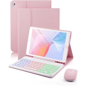 MicroTunk Per iPad 9,8,7 Generazione 10.2 Pollici(9a/2021 8a/2020 7a/2019)/Ipad Air 3/ipad pro 10.5 Pollici(2017)Cover custodia Con Bluetooth Italiano(QWERTY)Tastiera Retroilluminati Mouse Backlit Keyboard Case