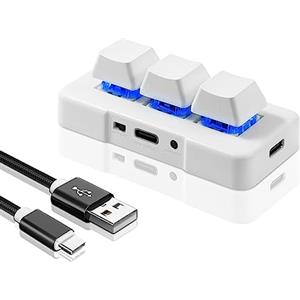 PCsensor Mini Tastiera 3 Tasti USB Tipo C Cablato Tastiera Meccanica Gioco Hotkey Programma Personalizzato con LED RGB per Gaming, OSU, Ufficio, Lavoro per PC