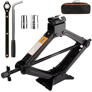 NVIYAM Cric Auto 2T, Set Professionale Cric a Forbice con manovella e chiave telescopica per dadi, Kit Di Cric Auto Professionale Cric Portatile per SUV, Camion, Auto