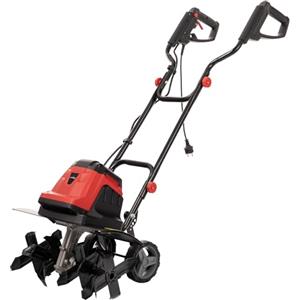 LEHMANN Motozappa Elettrica, 1800 W, Elettrozappa con Larghezza di lavoro 45 cm e Profondità 22 cm, 24 Lame, Ruote di Trasporto, Manico Pieghevole, Zappatrice per Orto e Giardino, Rosso/Nero