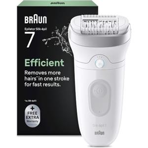 Braun Silk-Épil 7 Epilatore Elettrico Donna, 7-011, Argento | Rasoio Elettrico Donna, Testina Ampia per Facile Rimozione Peli, Pelle Liscia a Lungo, Depilatore Corpo Donna Impermeabile