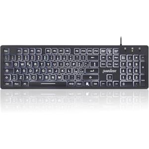 Perixx PERIBOARD-317 Tastiera Retroilluminata LED Bianchi USB Cablata, Full-size, Lettere grandi, Layout Italiano QWERTY