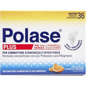Polase Plus - Integratore Alimentare Effervescente Gusto Arancia e Mandarino, 36 Bustine con Magnesio e Potassio, Senza Zuccheri