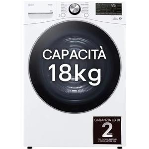 LG RH18U8AVCW Asciugatrice A Libera Installazione 18 Kg, Pompa Di Calore, Dual Inverter, Motore Direct Drive, AI Dry, Wi-Fi, Classe D, Bianca