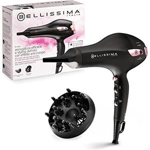 Bellissima Imetec P7 3200 Asciugacapelli, Motore Professionale, 2100 Watt, Ionizzatore, 2 Velocità, 3 Temperature, Diffusore per Ricci, Colpo Aria Fredda, Leggero, Custodia da Viaggio, Fermacavo