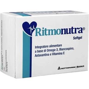 MEDA PHARMA SpA Ritmonutra - Integratore Alimentare con Omega 3, Biancospino, Astaxantina e Vitamina E - 30 Capsule Softgel