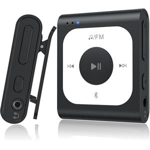 AGPTEK 64GB Lettore MP3 con Bluetooth 5.3, A53PL Lettore Musicale Portatile - con Radio FM, Funzione Shuffle, Senza Bisogno del Telefono, Mini Player Perfetto per Lo Sport (Nero)
