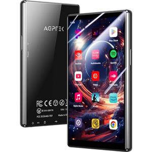 AGPTEK Lettore MP3 da 128 GB con Bluetooth e WiFi, T09 4'' Android 13 MP4 Lettore Musicale con Spotify, Audible, App Store, fino a 1 TB, Nero