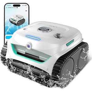 WYBOT C2 Vision AI Telecamera Robot Piscina Cordless con Batteria, Robot Piscina pareti e Fondo, filtrazione a Due Strati, aspirazione Potente, per Piscine interrate Fino a 180㎡(Bianco-Verde)