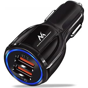 Maclean MCE478 Caricabatteria Da Auto USB a 2 slot Accendisigari 12-24V Quick Charge 3.0 2x connessioni USB 1x QC3.0 fino a 30W 1x 3.1A Smartphone Tablet GPS MP3 MP4 (Nero)