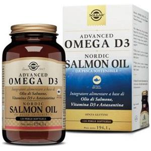 Solgar Advanced Omega D3 - Integratore con Olio di Salmone Selvaggio, Vitamina D3 e Astaxantina, 120 Perle Softgel