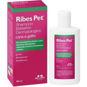 N.B.F. LANES Ribes Pet Ultra Shampoo Dermatologico per Cani e Gatti - pH 6,5, Idratante e Protettivo, Flacone 200 ml