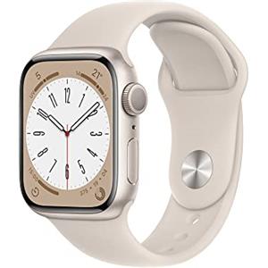 Apple Watch Series 8 (GPS, 41mm) Smartwatch con cassa in alluminio color galassia con Cinturino Sport color galassia - Regular. Fitness tracker, app Livelli O₂, resistente all'acqua