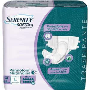 Serenity Soft Dry Sensitive Pannolone Mutandina Maxi Taglia L - 15 Pezzi per Incontinenza