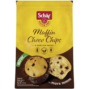 DR.SCHAR Muffin Choco Chip Senza Glutine 225 g - Morbidi e Soffici con Gocce di Cioccolato