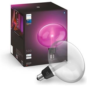 Philips Hue Ellisse, Lampadina LED smart E27 | 6.5 W, Luce bianca e colorata, Smart Home, Controllo vocale, Fino a 10 luci via app Bluetooth, Design Lightguide