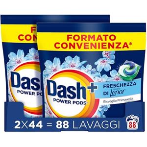 Dash Power Pods Detersivo Lavatrice In Capsule, Freschezza Di Lenor, 88 Lavaggi (2x44), Risveglio Primaverile rimuove addirittura gli odori di sudore vecchi di 7 giorni, per una pulizia impeccabile