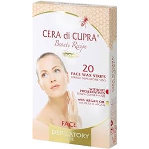 Cera di Cupra, Strisce Depilatorie Viso e Parti Delicate, 20 Strisce + 2 Salviette Post Depilazione, Elimina i Peli Superflui in Modo Efficace, Dermatologicamente Testate