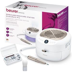Beurer MP 200 Studio Nails Pro - Fresa per Unghie Professionale 3 in 1 con Lampada UV/LED, Lima per Unghie Elettrica per gel e acrilico, Pedicure Elettrico e Set Manicure con 9 accessori