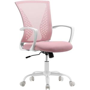 SONGMICS Sedia da Ufficio, Poltrona Girevole, Regolabile in Altezza, Inclinazione Libera, Seduta e Schienale in Rete Respirante, per Ufficio Studio, Portata di 120 kg, Rosa Gelatina OBN022R02