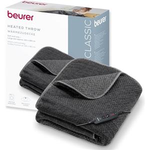 Beurer HD 65 termocoperta, coperta termica accogliente in materiale morbido con 3 livelli di temperatura, con spegnimento automatico e sistema di sicurezza, lavabile, made in Europe, colore grigio