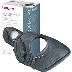 Beurer HK 66 Cosy Termoforo per spalle e cervicale, termoforo elettrico di forma anatomica con chiusura magnetica, 3 livelli di temperatura con spegnimento automatico, lavabile
