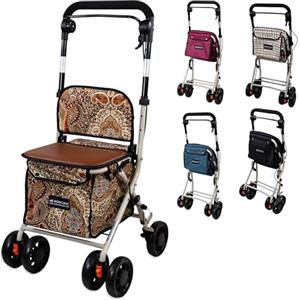 Mobiclinic®, Deambulatore pieghevole per anziani, Carrello spesa, 21 l, Coliseo, Marchio europeo, Con borsa della e freni, Sedile imbottito, Monoleva, Acciaio (stampato)