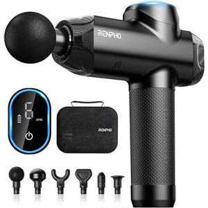 RENPHO Pistola Massaggio Muscolare, RENPHO Massaggiatore Muscolare Massage Gun con 6 Testine 6 Velocità, Tipo-C Elettrico Pistola Massaggiante