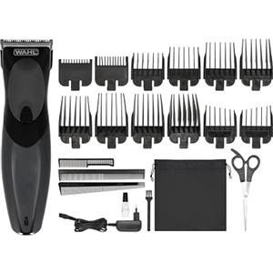 WAHL Haircut & Beard Taglia Capelli e Regolabarba di Precisione per Uomo, Senza Filo, a Batteria Ricaricabile; Per Capelli, Barba Lunga e Corta, Kit con 10 Pettini Guida, Pettine e Forbici
