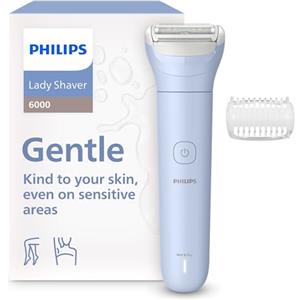 Philips Lady Shaver Serie 6000 - Rasoio senza filo, Wet & Dry, sistema di rasatura a 3 lame, per corpo e gambe, 80 minuti di utilizzo, modello BRL127/00