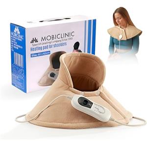 Mobiclinic, Termoforo cervicale e spalle, Cuscino termico, Marchio europeo, 3 livelli di temperatura, Spegnimento automatico, Lavabile, Antisurriscaldamento, Max.30º, 62x60, Beige