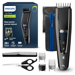PHILIPS Hair Clipper Serie 7000 Regolacapelli Con Tecnologia Trim-N-Flow Pro, Modello Hc7650/15, Argento Nero