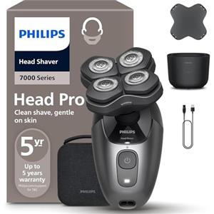 Philips Head Shaver Pro Serie 7000- Rasoio per uomo e donna, testina flessibile a 360° e lame ComfortCut per una rasatura pulita e delicata sulla pelle, modello HS7980/15