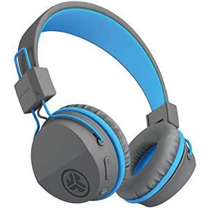 JLab JBuddies Cuffie per Bambini senza filo, Cuffie Bluetooth Bambini, Durata della Batteria di 24 ore, Cuffie Wireless over ear con Limitatore di Volume, Isolamento Acustico e Microfono, Blu