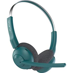 JLab Go Work Pop Cuffie Bluetooth con Microfono senza Filo - Cuffie da PC e Lavoro con 50 ore di Riproduzione, Wireless Headset Bluetooth, Connessione simultanea a Computer e Cellulare, Verde Blu