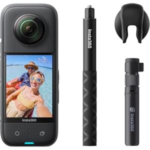 Insta360 X3 Pack Bullet Time - Action cam a 360° impermeabile con adesivi, sensore da 1/2", 360° 5.7K, foto a 360° a 72 MP, stabilizzazione, touchscreen da 2,29", feedback vibrazioni, editing con IA