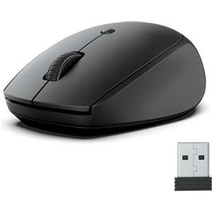 JLab Go Mouse Bluetooth, mouse wireless alimentato a batteria - Tri-Mode (BT 5.0/5.0/2.4Ghz) con chiavetta USB, mouse ergonomico e compatto silenzioso per laptop, PC, computer, iPad, Mac, tablet