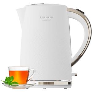 Taurus - Bollitore Fusion Wave| 2200W | 1,7L | Base a 360° | Spegnimento automatico | Filtro anticalcare | Indicatore del livello dell'acqua | Base in acciaio inox | Finiture testurizzate | Bianco