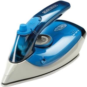 BLACK+DECKER BXIR1000E - Ferro da Stiro da Viaggio 1000W | Doppia Tensione 120V/240V | Getto di Vapore 50 g/min | Vapore Continuo 20 g/min | Piastra in Acciaio Inox | Blu