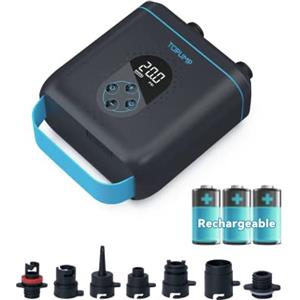 TOPUMP TPS260 Pompa SUP Ricaricabile, 20PSI Elettrica con Auto-Off, Gonfiaggio & Sgonfiaggio Doppio Stadio, Type-C per Paddle Board, Kayak, Ala & Aquilone, Tenda, Barca, Materasso