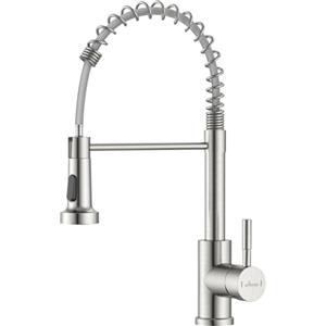 APPASO rubinetto cucina, rubinetto cucina estraibile, alta pressione, ruotabile a 360° con 2 tipi di getto, rubinetto a molla a spirale in acciaio inox Spazzola