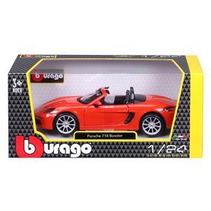 BBURAGO Porsche 718 Boxster Scala 1:24 - Replica Diecast con Portiere Apribili, Licenza Ufficiale Porsche, Età 3