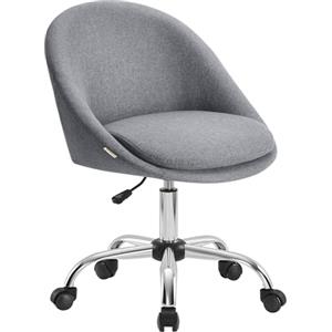 SONGMICS Sedia da Studio, Sedia Girevole di Cotone-lino, Poltrona da Scrivania Imbottita in Gommapiuma Regolabile in Altezza, Studio, Camera da Letto, Grigio Ardesia OBG020G05