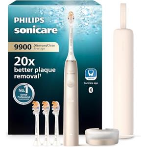 Philips Sonicare DiamondClean 9900 Prestige - Spazzolino elettrico con tecnologia SenseIQ e app, 5 modalità di pulizia, custodia da viaggio per la ricarica, Champagne, modello HX9992/44