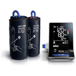 Braun ExactFit 3 Misuratore della pressione sanguigna da braccio, Precisione clinicamente convalidata, Indicatore con codifica a colori, 2 misure di bracciale, Per uso domestico, BUA6150