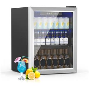DollarDash Frigorifero per bevande, 50L/70 lattine mini frigorifero con porta trasparente per limonata, birra o vino, piccolo frigorifero autoportante con ripiani rimovibili regolabili e display a LED