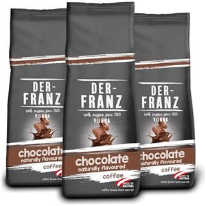 Der-Franz caffè, aromatizzato al Cioccolato, Caffè Miscela di Arabica e Robusta chicchi interi, 3 x 500 g