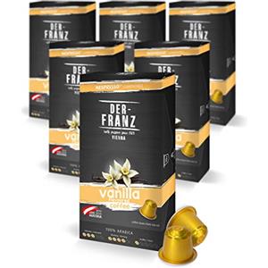 Der-Franz Capsule di caffè compatibili Nespresso, 6 x 10 Capsule, aromatizzato all'aroma Vaniglia