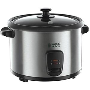 Russell Hobbs Cuociriso 1,8 L 700 W, 10 Tazze, Funzione Riscaldamento, Pentola Antiaderente, Spatola e Misurino Inclusi, Acciaio Inossidabile - 19750-56