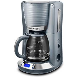 Russell Hobbs Macchina Caffè Americano Inspire Programmabile 1100 W, Timer 24h, Display LCD, Filtro Lavabile, Caraffa in Vetro 1,25 L 12 Tazze, Design Cromato Grigio - 24393-56